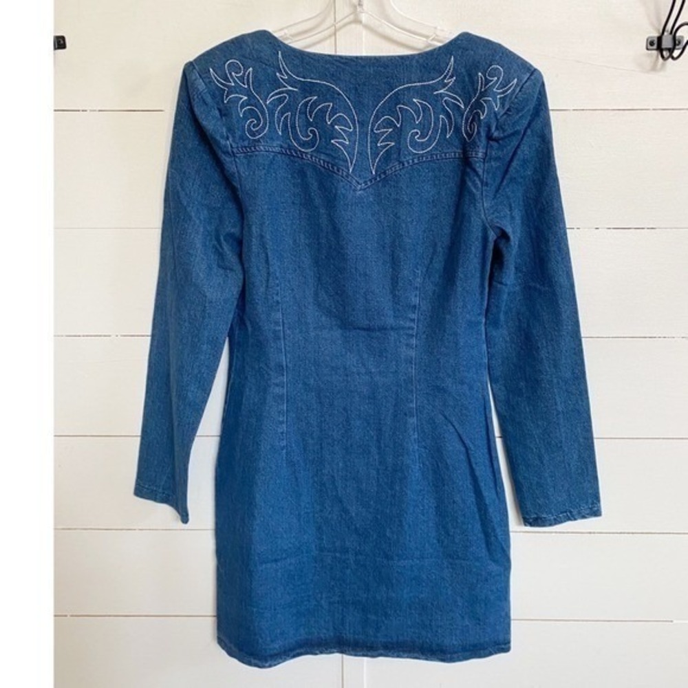 Western Embroidery Avec LesFilles Long Sleeve Denim Minidress PROVENCE WSH 6 NWT - Picture 14 of 14
